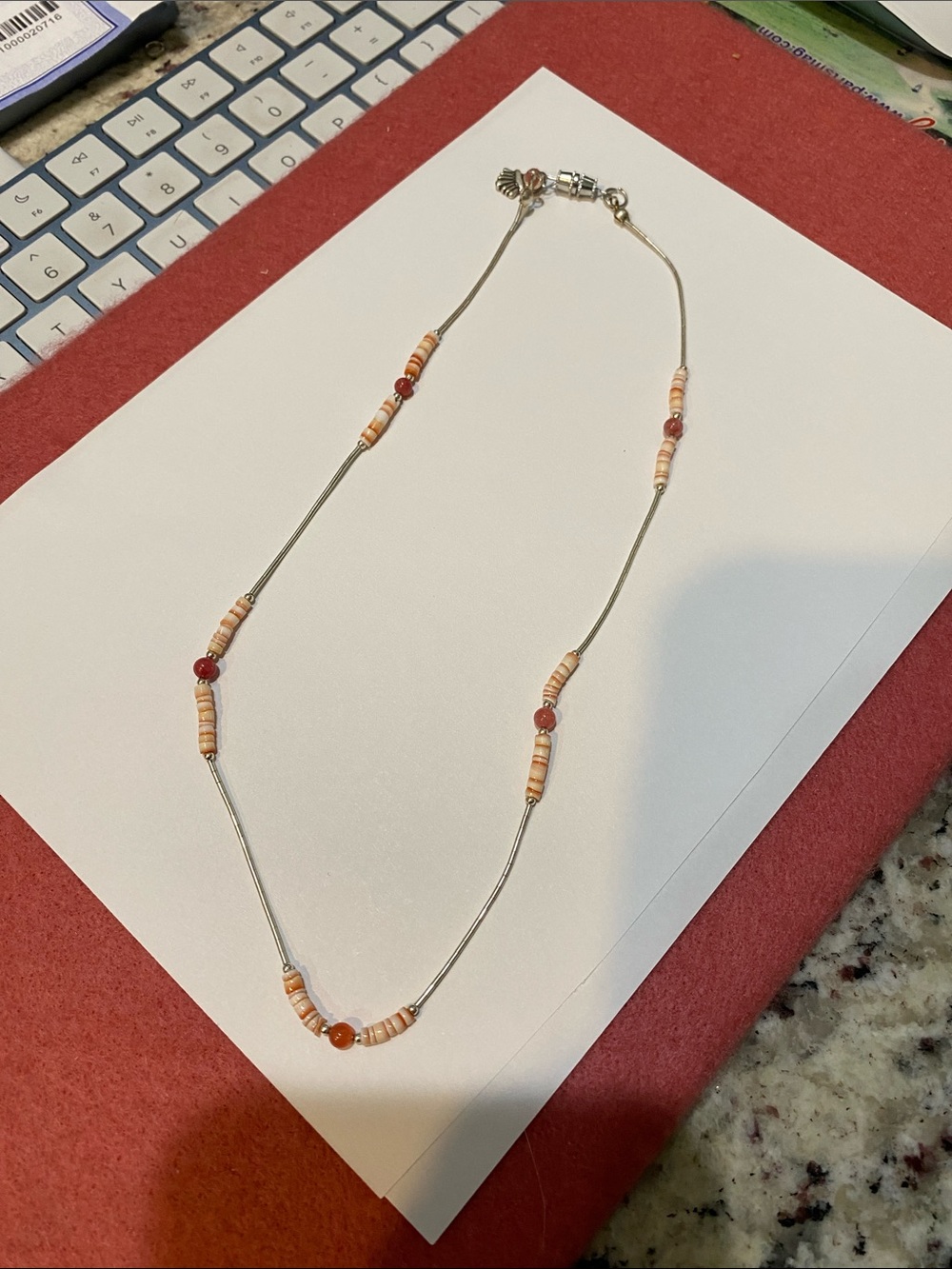 Sterling Silver HEISHI WITH STRAWBERRY SHELL Necklace